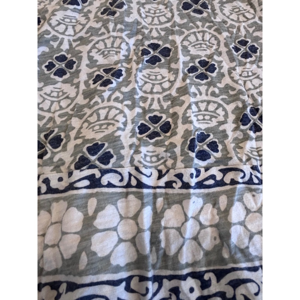 Lucky Brand Womens Blue Tan Floral Boho V-Neck 3/4 Sleeve Top Large Peasant - Picture 8 of 11